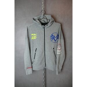 ON Running Clouds Zipped Hoodie Womens Size s Gray Swiss‎ Engineering Athletic